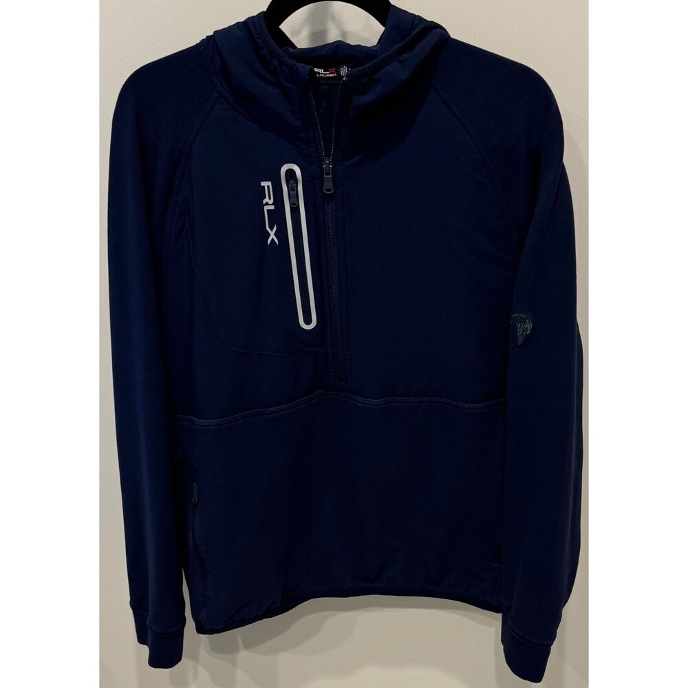 OLD ELM CLUB - RLX Ralph Lauren 1/4 Zip Golf Hoodie - Men's Large - Navy